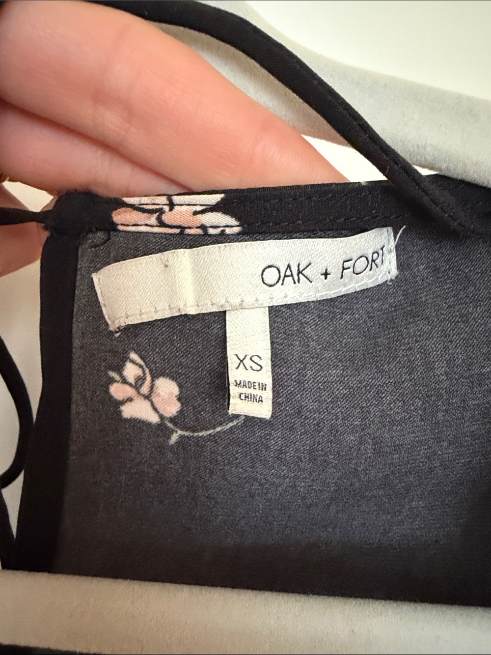 OAK + FORT Black Midi Dress with Floral Print - Picture 2 of 4